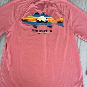 BURLEBO MENS FISHING LONG SLEEVED PERFORMANCE TEE SIZE MEDIUM PINK